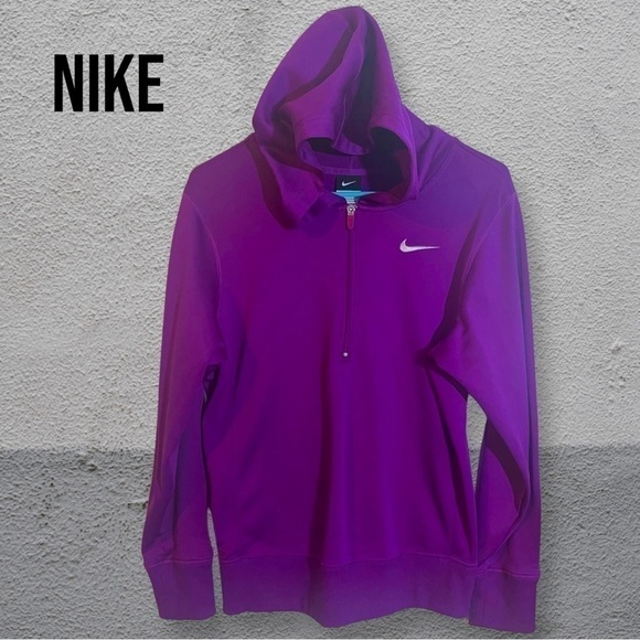 Nike Purple Fuschia Track Running 1/2 Zip Polyester Hoodie Size Small - Picture 3 of 5